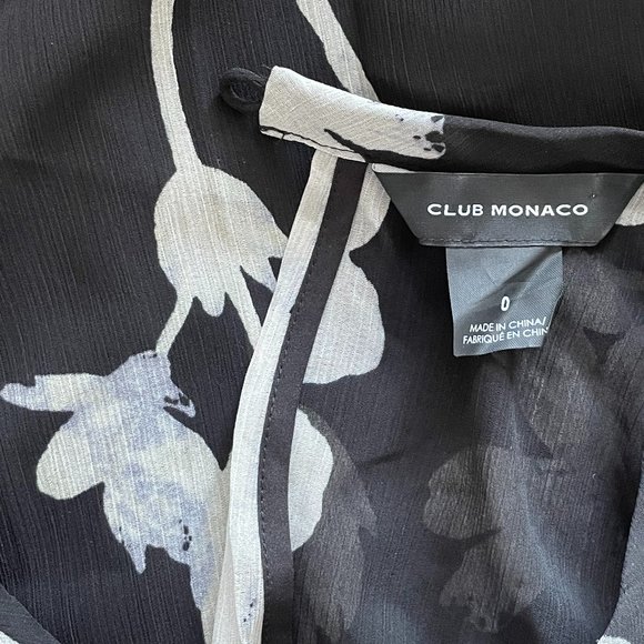 Club Monaco Linettah Dress Black with White Floral Print Size 0 - Picture 11 of 12